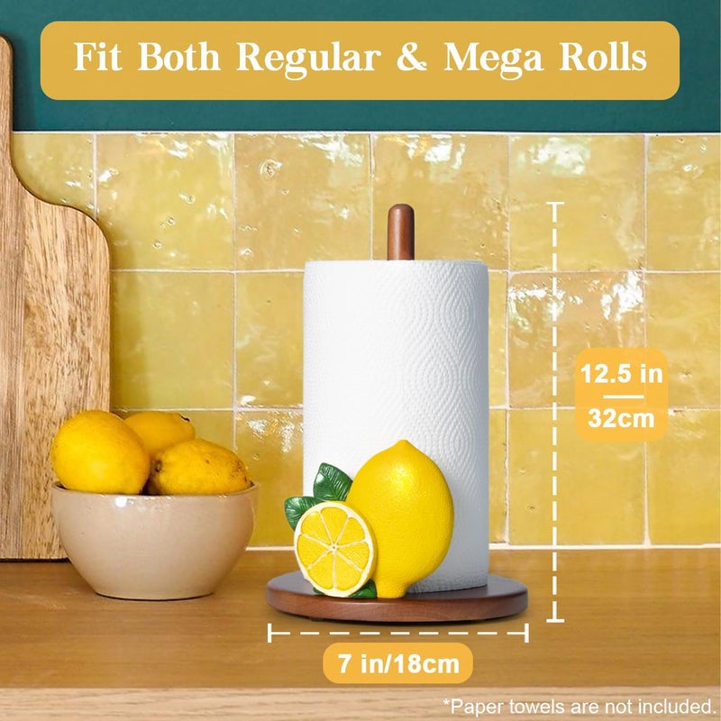YLOVAN Lemon Paper Towel Holder - Lemon Kitchen Decor and Accessories Yellow Kitchen Decorations Gifts for Women Cute Paper Towels Holder Stand Decorative Country Farmhouse Vintage Countertop Rustic Italian - Image 2